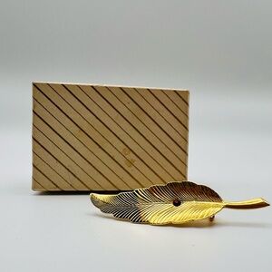 Stylish Gold and Black Feather Pin